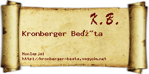 Kronberger Beáta névjegykártya