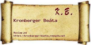 Kronberger Beáta névjegykártya